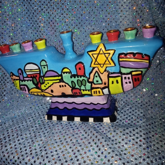 PHENOMENAL NICOLE ENGBLOM CERAMIC MENORAH OR CANDLELABRA - Picture 8 of 13